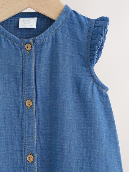 Denim Blue Baby Long Leg Romper (0mths-2yrs) image 3