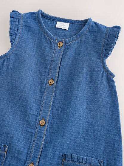 Denim Blue Baby Long Leg Romper (0mths-2yrs) image 4