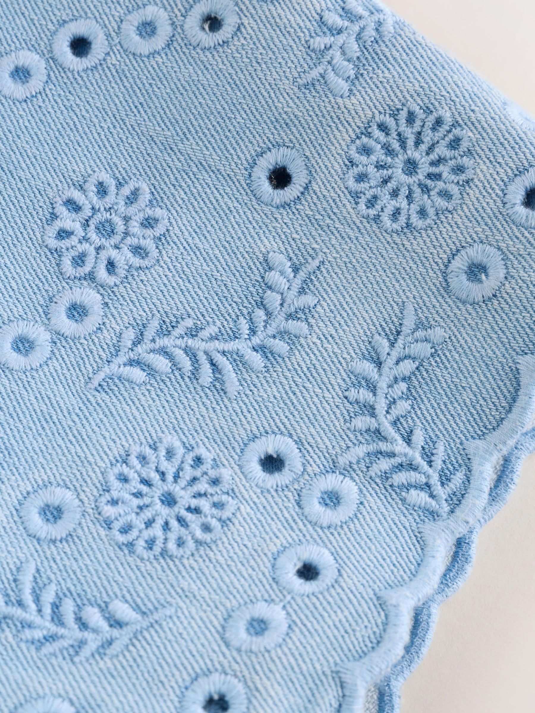 Denim Blue Broiderie Dungaree and Bodysuit Baby 2 Piece Set (0mths-3yrs) image 7
