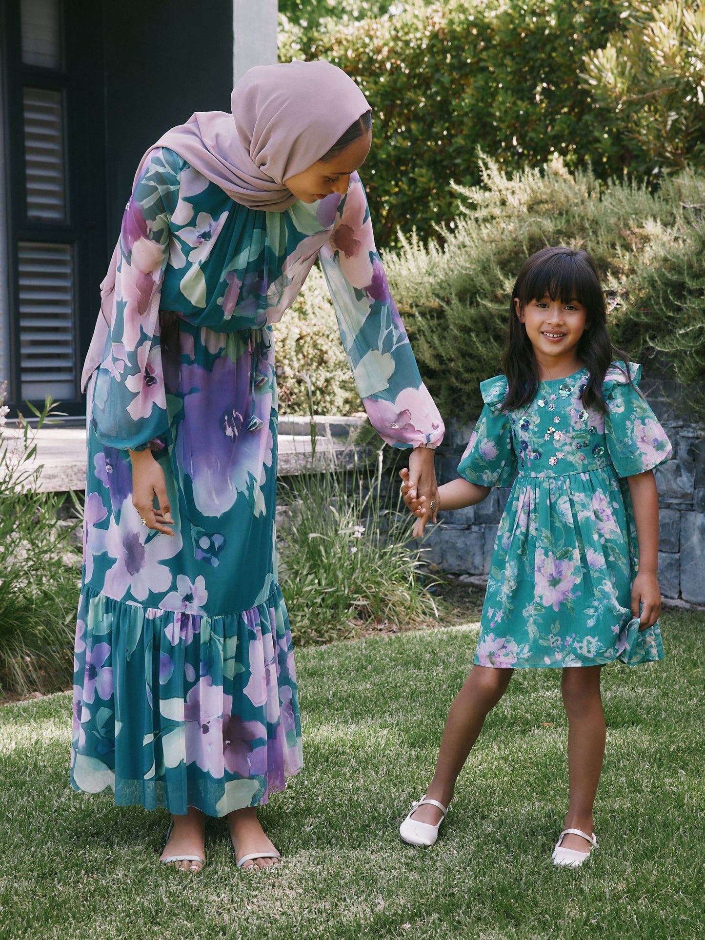 Green Floral Embellished Occasion Dress (3-16yrs) image 2