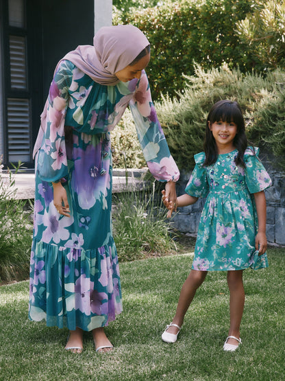 Green Floral Embellished Occasion Dress (3-16yrs) image 2