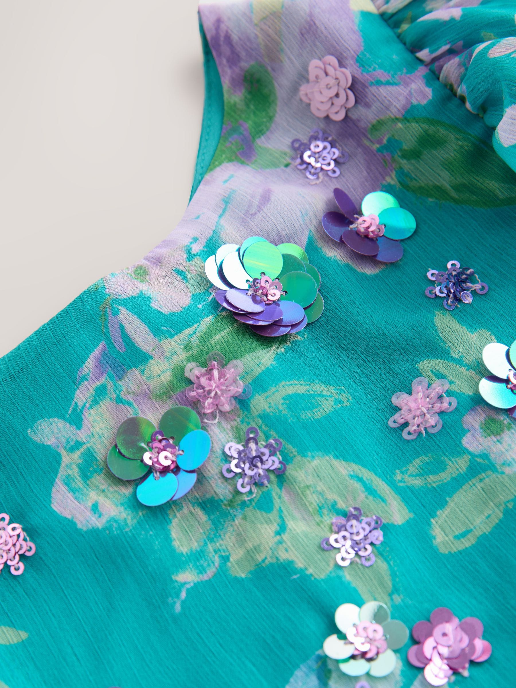 Green Floral Embellished Occasion Dress (3-16yrs) image 6
