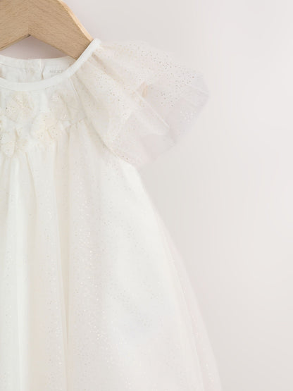 White Sparkle Baby Mesh Dress (0mths-2yrs) image 3