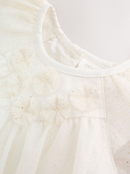 White Sparkle Baby Mesh Dress (0mths-2yrs) image 4