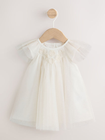 White Sparkle Baby Mesh Dress (0mths-2yrs) image 1
