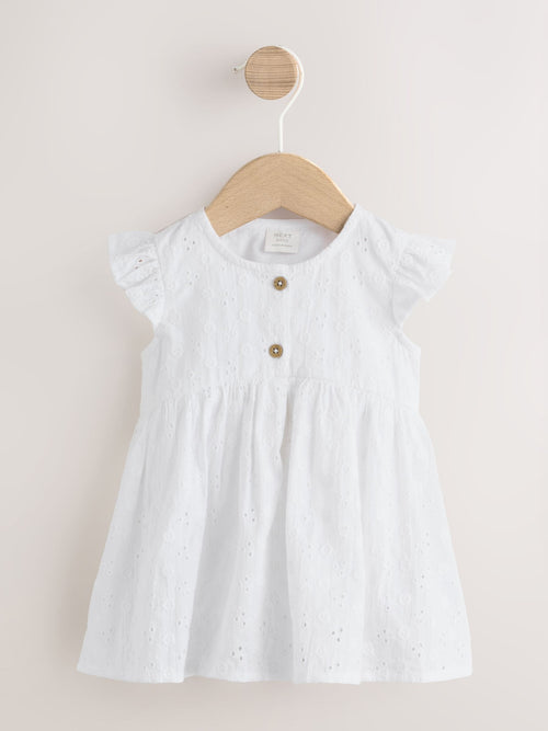 Dsiney Kidz - White Broiderie Woven Baby Dress With Intergrated Bodysuit (0mths-2yrs) image 1