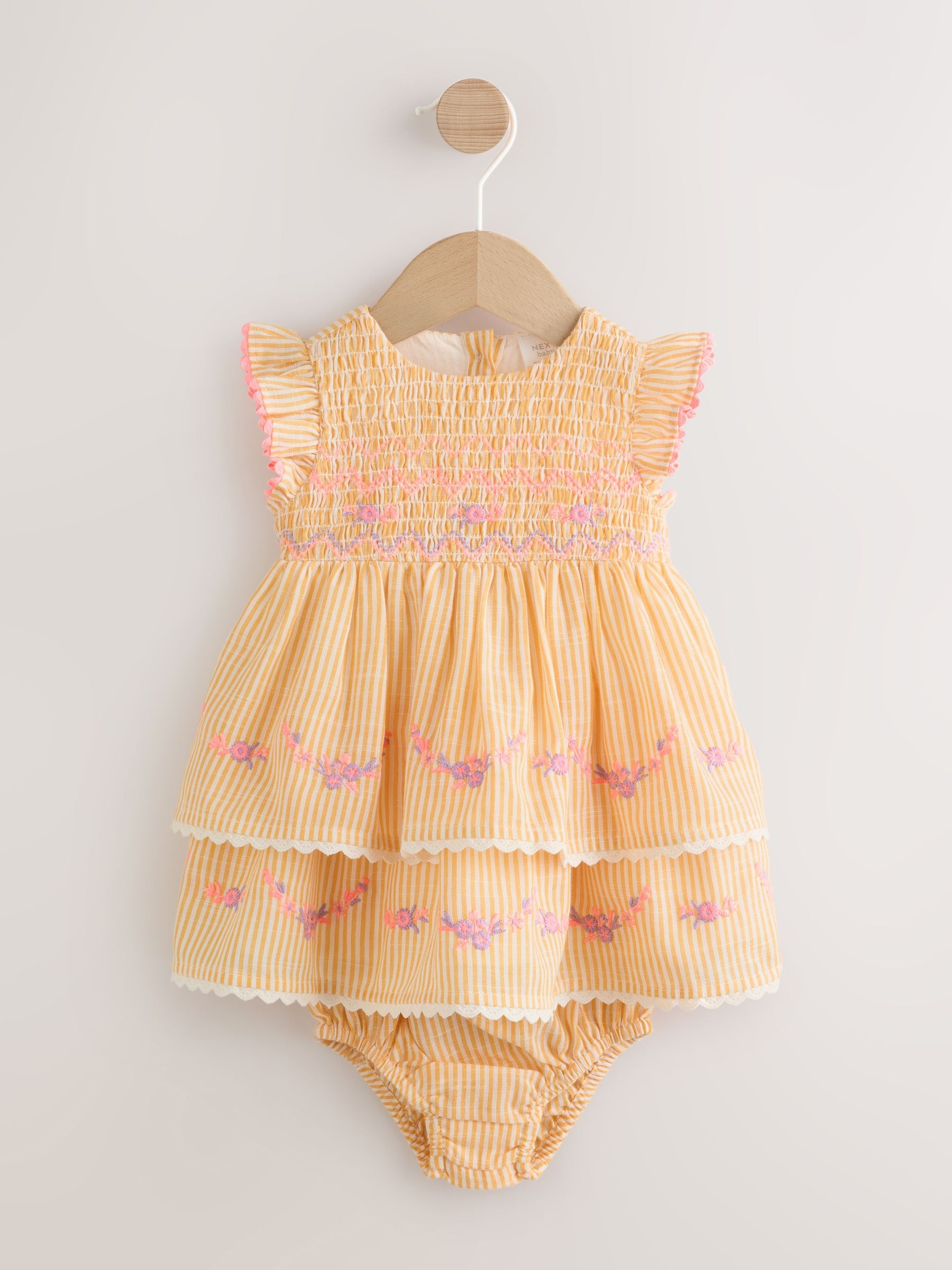 Orange Stripe Woven Baby Dress and Knickers Set 2 Piece (0mths-2yrs) image 1
