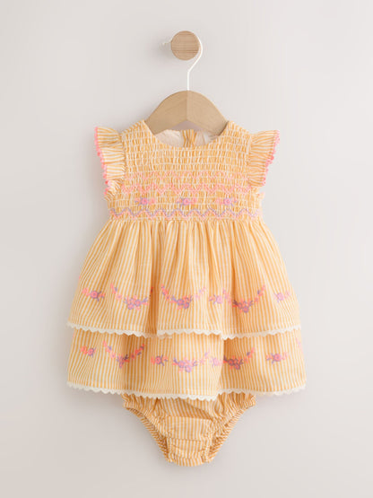 Orange Stripe Woven Baby Dress and Knickers Set 2 Piece (0mths-2yrs) image 1