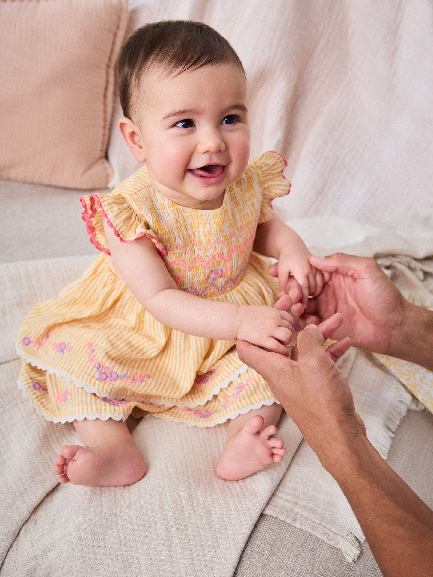 Orange Stripe Woven Baby Dress and Knickers Set 2 Piece (0mths-2yrs) image 2