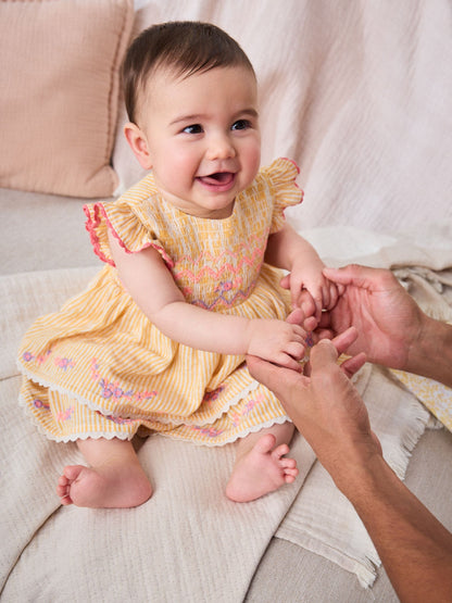 Orange Stripe Woven Baby Dress and Knickers Set 2 Piece (0mths-2yrs) image 2