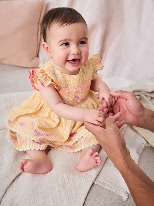 Orange Stripe Woven Baby Dress and Knickers Set 2 Piece (0mths-2yrs) image 2