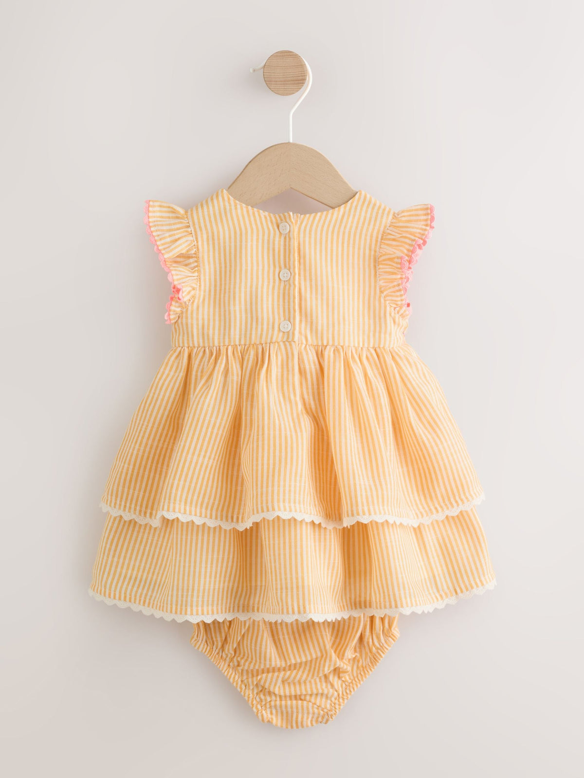 Orange Stripe Woven Baby Dress and Knickers Set 2 Piece (0mths-2yrs) image 4