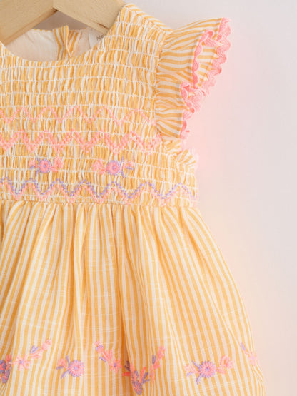 Orange Stripe Woven Baby Dress and Knickers Set 2 Piece (0mths-2yrs) image 6