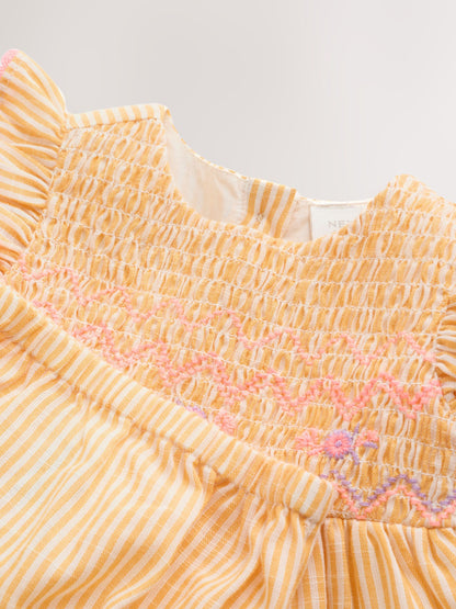 Orange Stripe Woven Baby Dress and Knickers Set 2 Piece (0mths-2yrs) image 7