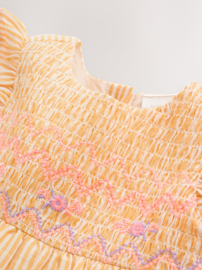 Orange Stripe Woven Baby Dress and Knickers Set 2 Piece (0mths-2yrs) image 8