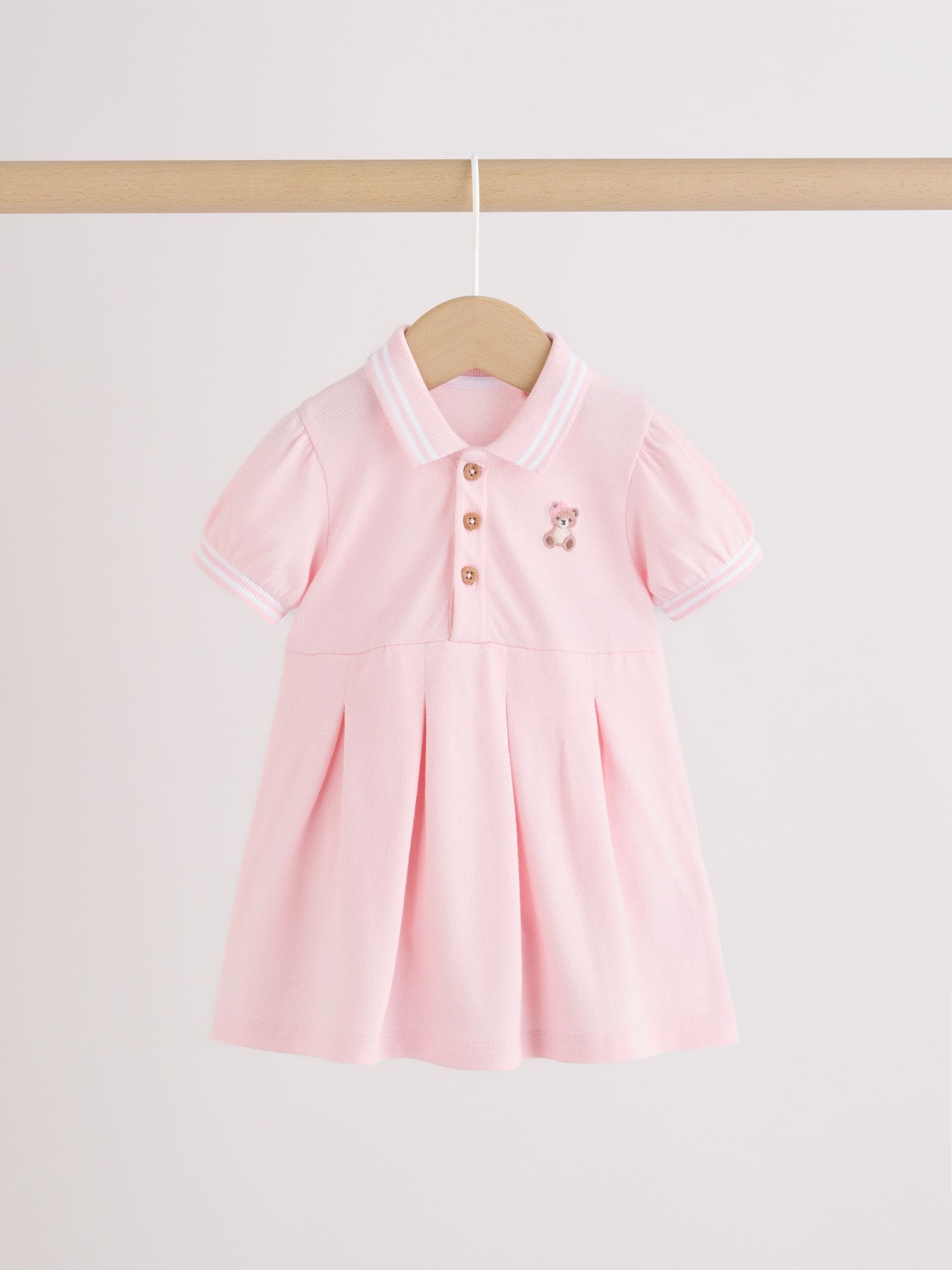 Pink White Short Sleeve Baby Dresses 2 Pack (0mths-3yrs) image 3