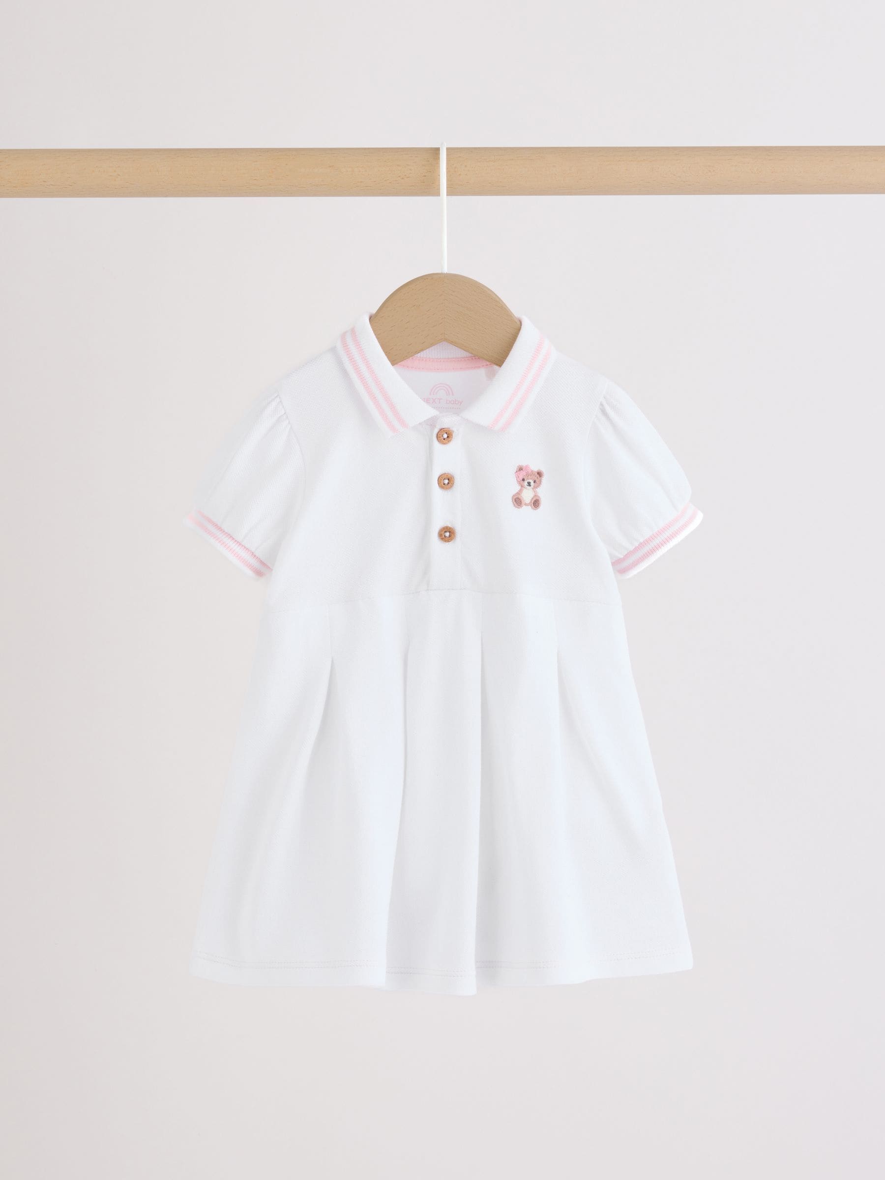 Pink White Short Sleeve Baby Dresses 2 Pack (0mths-3yrs) image 4