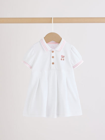 Pink White Short Sleeve Baby Dresses 2 Pack (0mths-3yrs) image 4