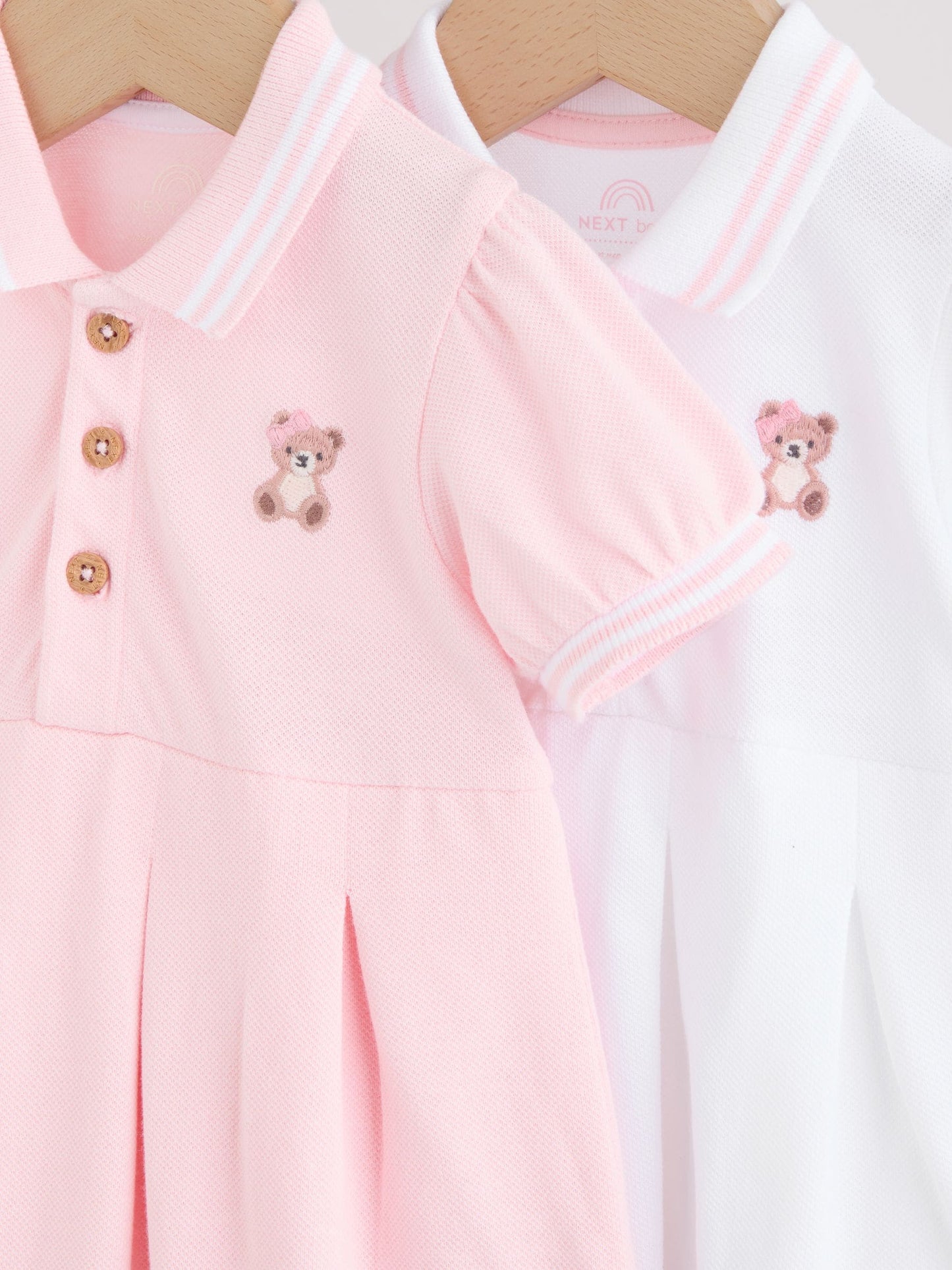 Pink White Short Sleeve Baby Dresses 2 Pack (0mths-3yrs) image 6