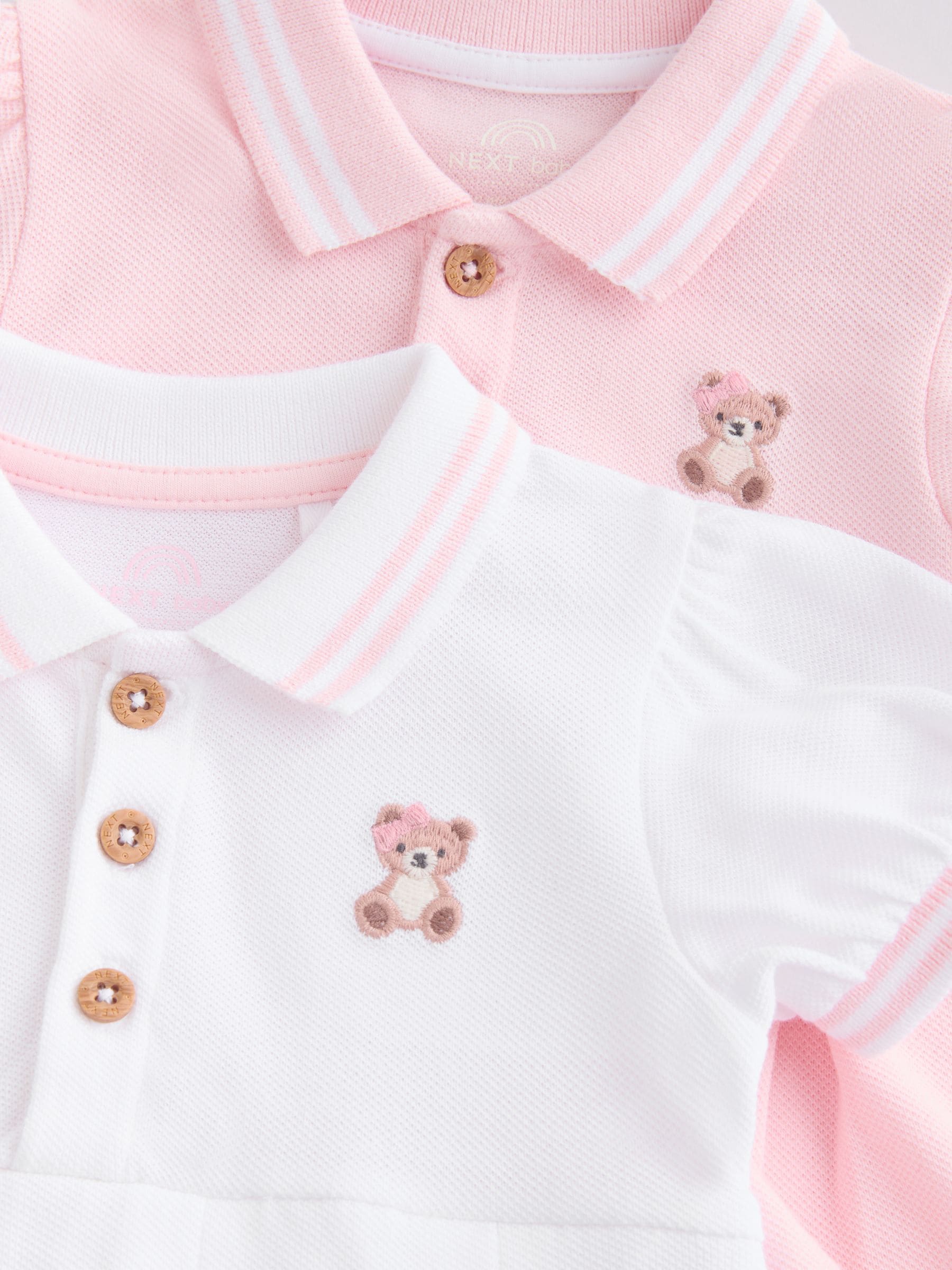 Pink White Short Sleeve Baby Dresses 2 Pack (0mths-3yrs) image 7