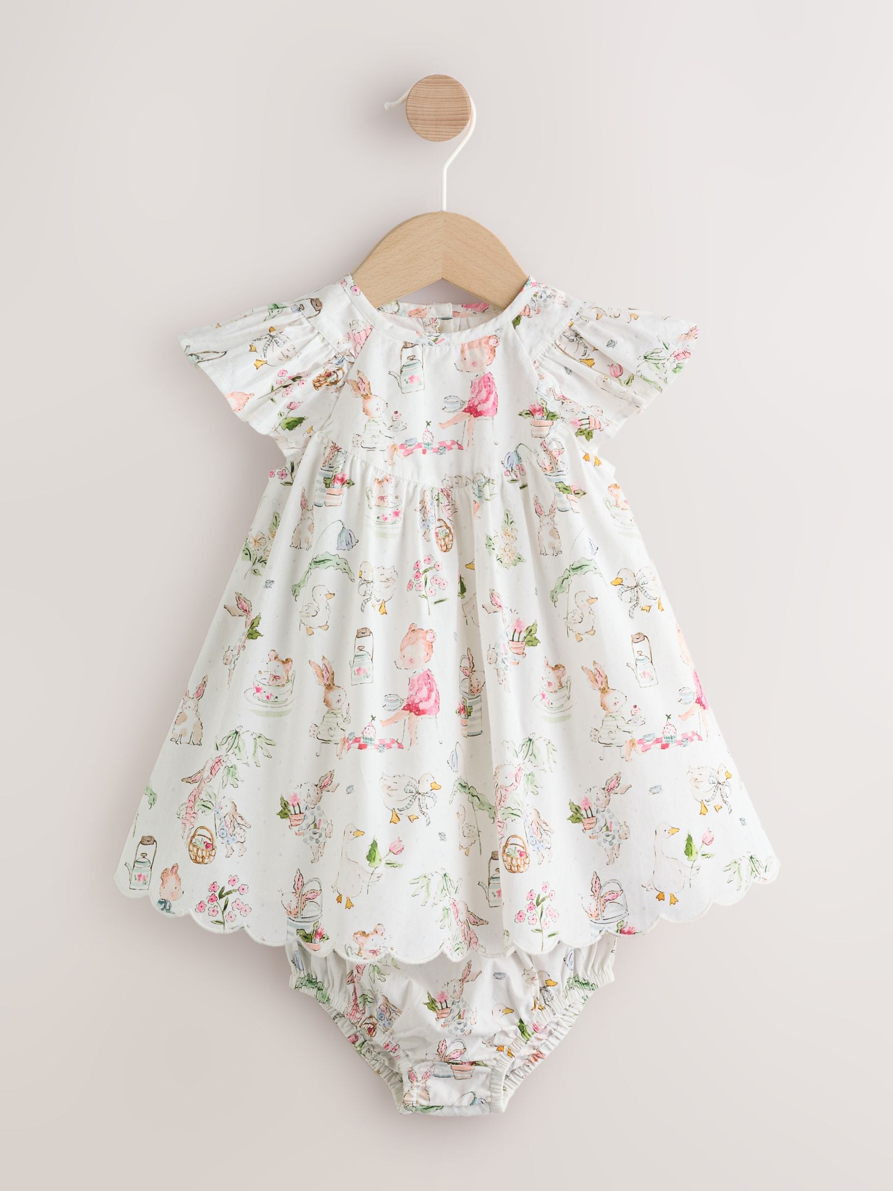 White Character Woven Baby Dress and Knickers Set 2 Piece (0mths-2yrs) image 1