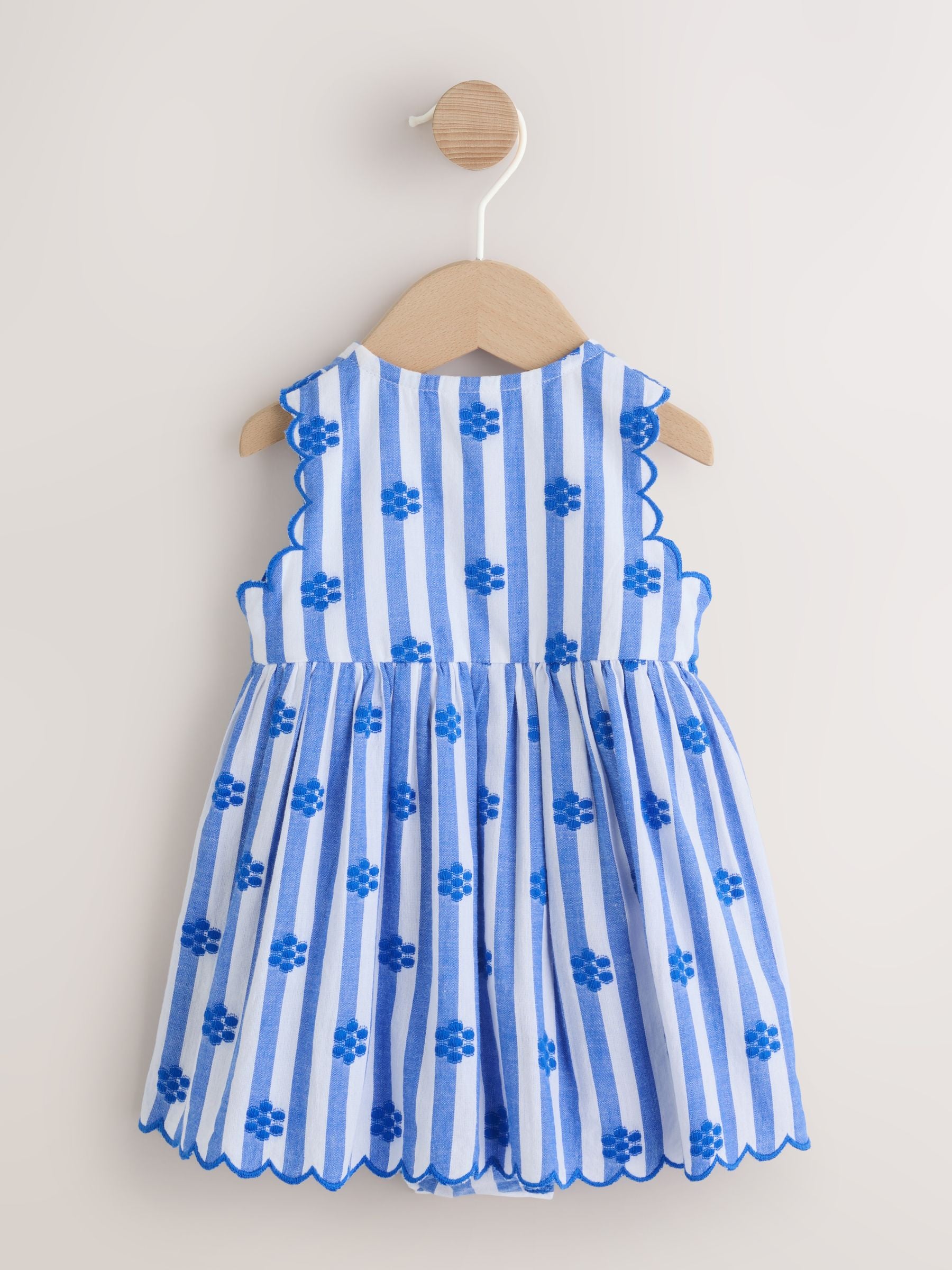 Blue Stripe Woven Baby Dress With Intergrated Bodysuit (0mths-2yrs) image 2