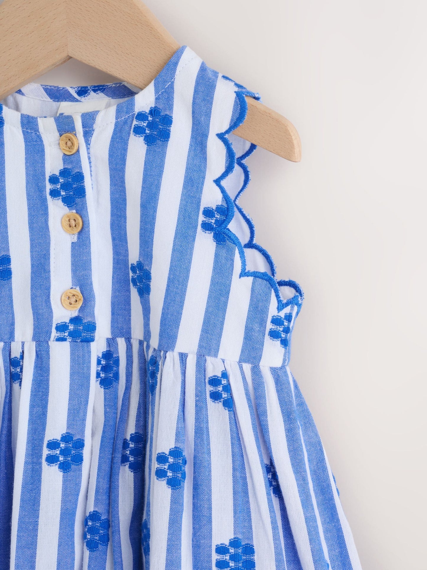 Blue Stripe Woven Baby Dress With Intergrated Bodysuit (0mths-2yrs) image 3