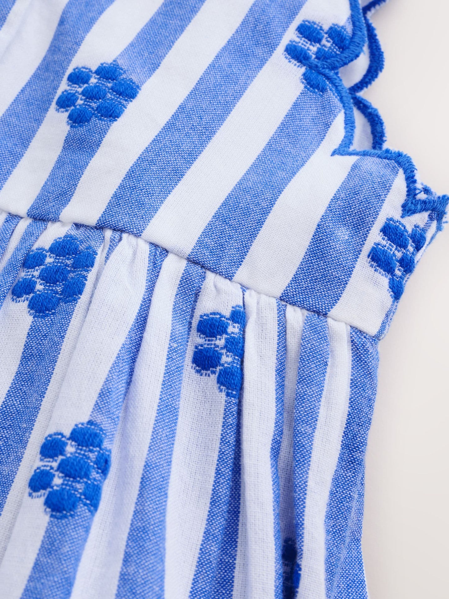 Blue Stripe Woven Baby Dress With Intergrated Bodysuit (0mths-2yrs) image 6