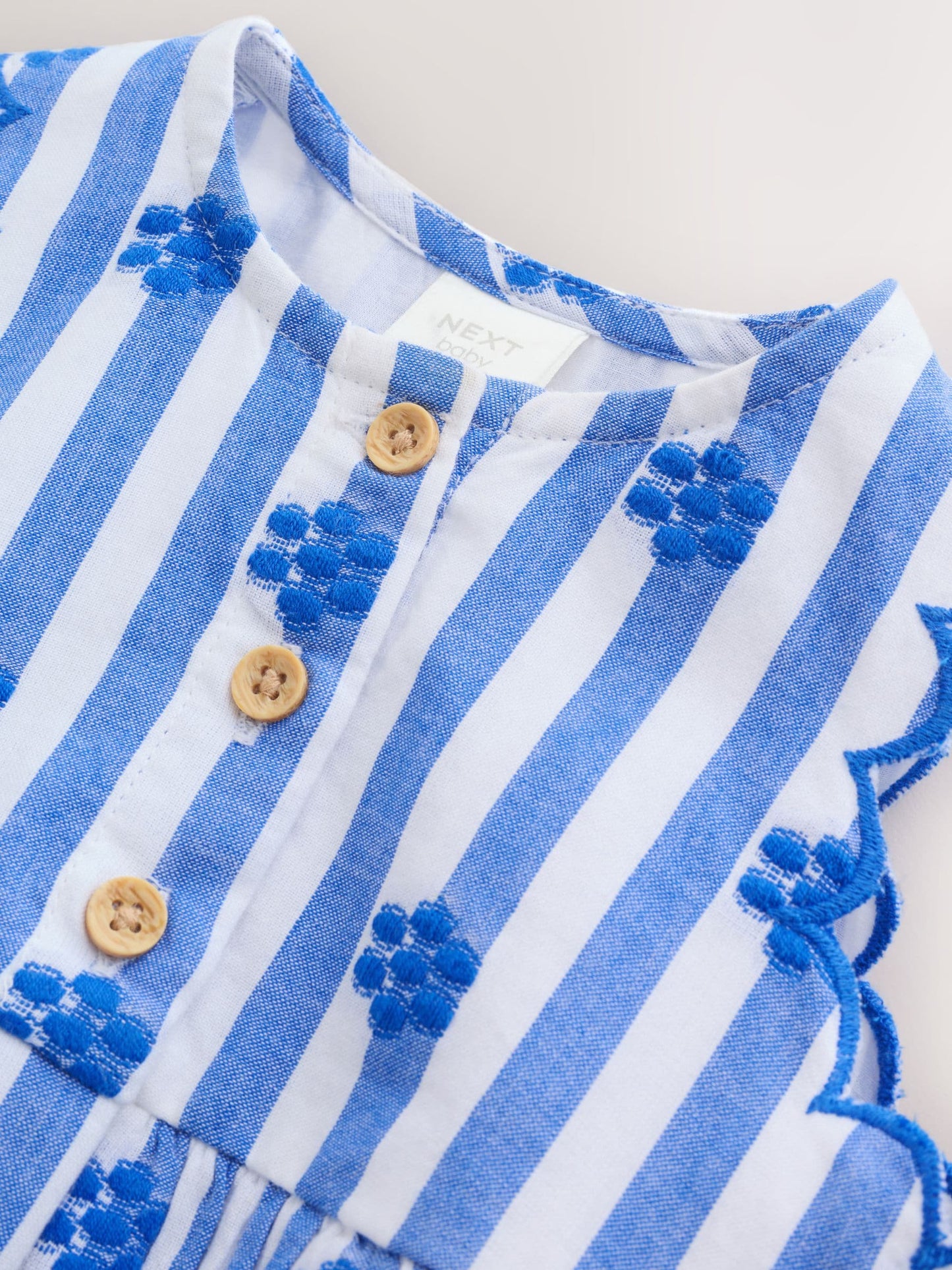 Blue Stripe Woven Baby Dress With Intergrated Bodysuit (0mths-2yrs) image 7