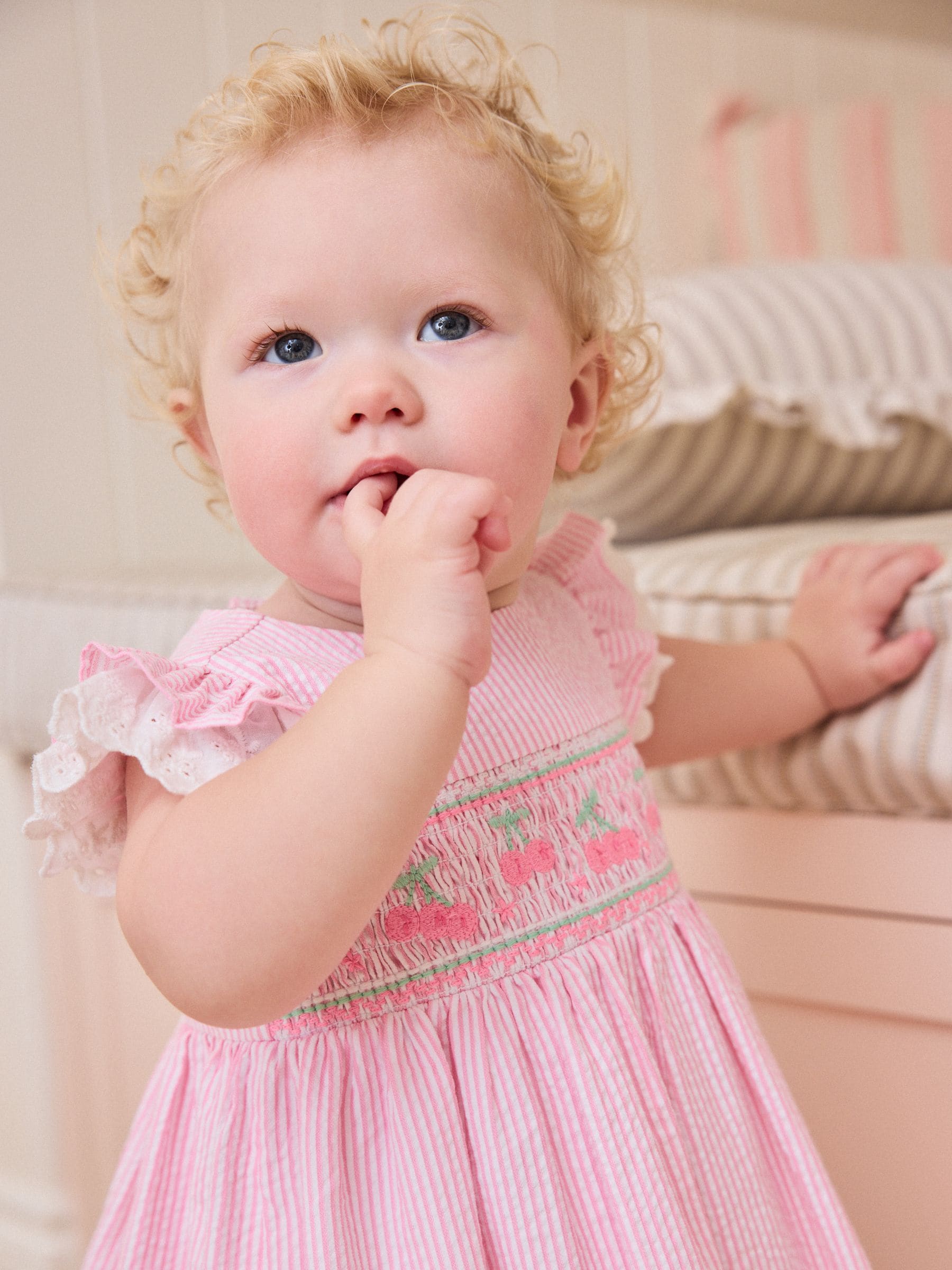 Pink Stripe Woven Baby Dress and Knickers Set 2 Piece (0mths-2yrs) image 3