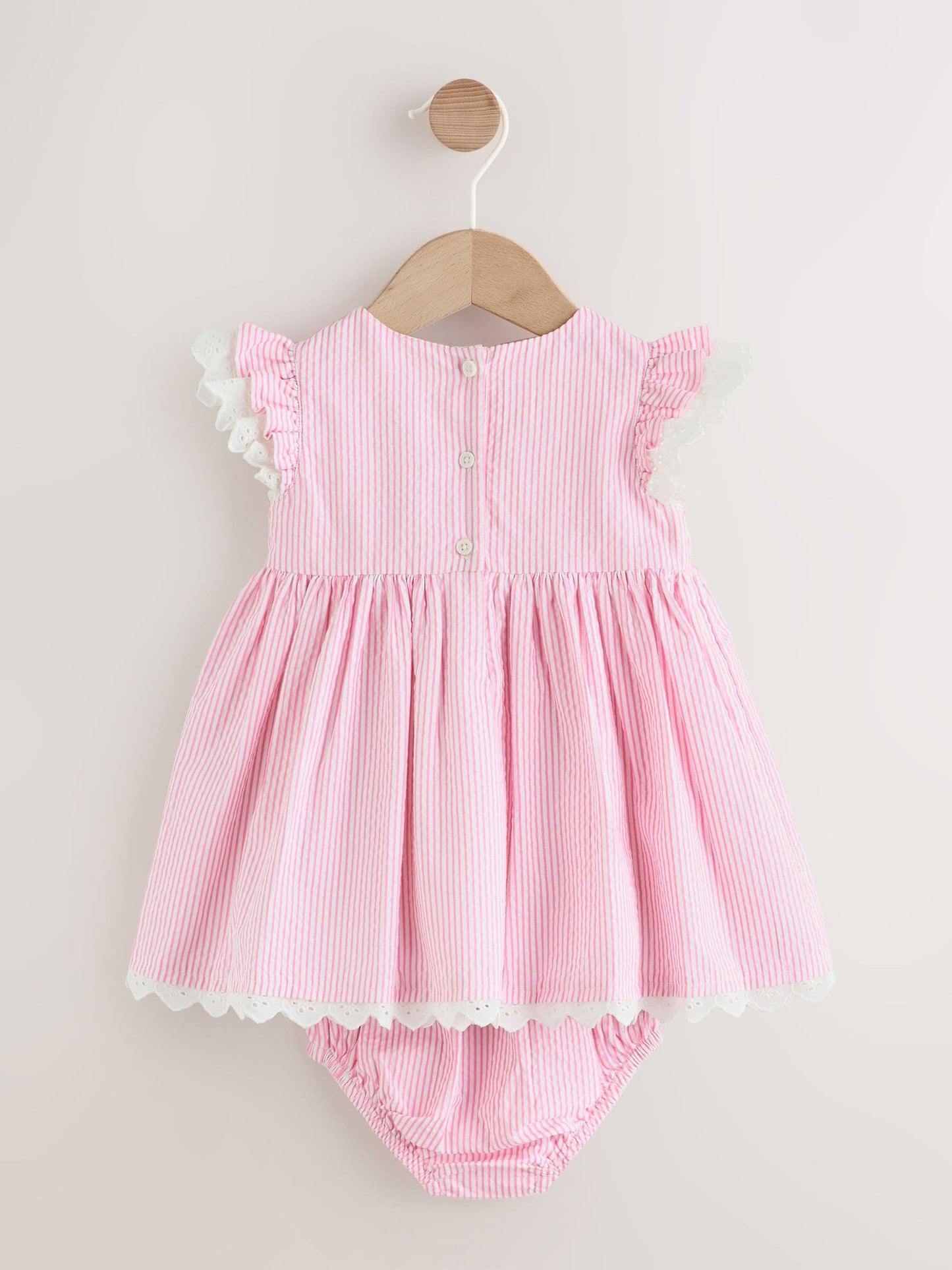 Pink Stripe Woven Baby Dress and Knickers Set 2 Piece (0mths-2yrs) image 4