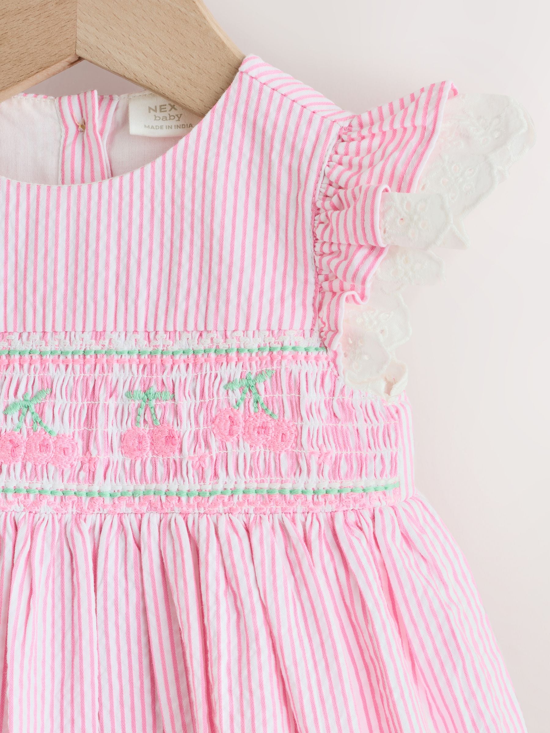 Pink Stripe Woven Baby Dress and Knickers Set 2 Piece (0mths-2yrs) image 6