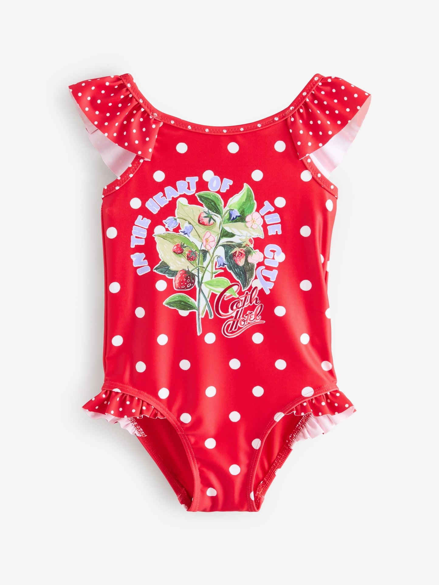 Cath Kidston Red Polka Dot Flower Cath Kidston Frill Swimsuit (3mths-7yrs) image 2