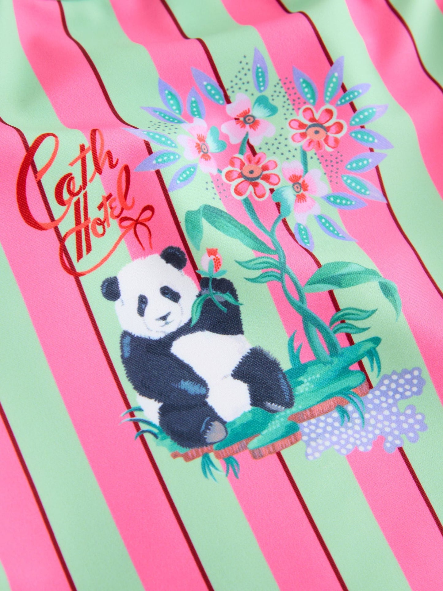 Cath Kidston Pink/Green Stripe Panda Cath Kidston Frill Swimsuit (3mths-7yrs) image 5