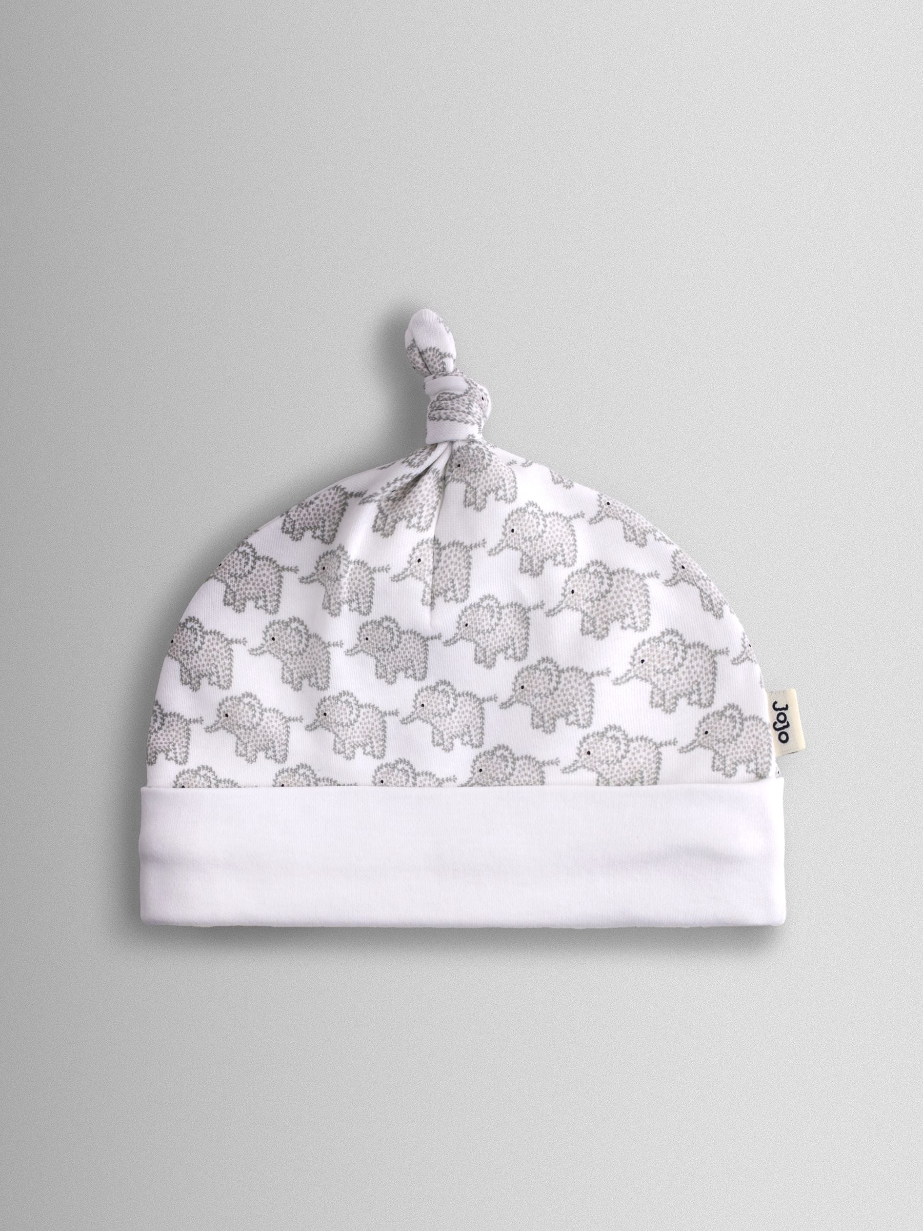 JoJo Maman Bébé Grey 3-Pack Elephant, Stripe & Star Baby Hats image 2