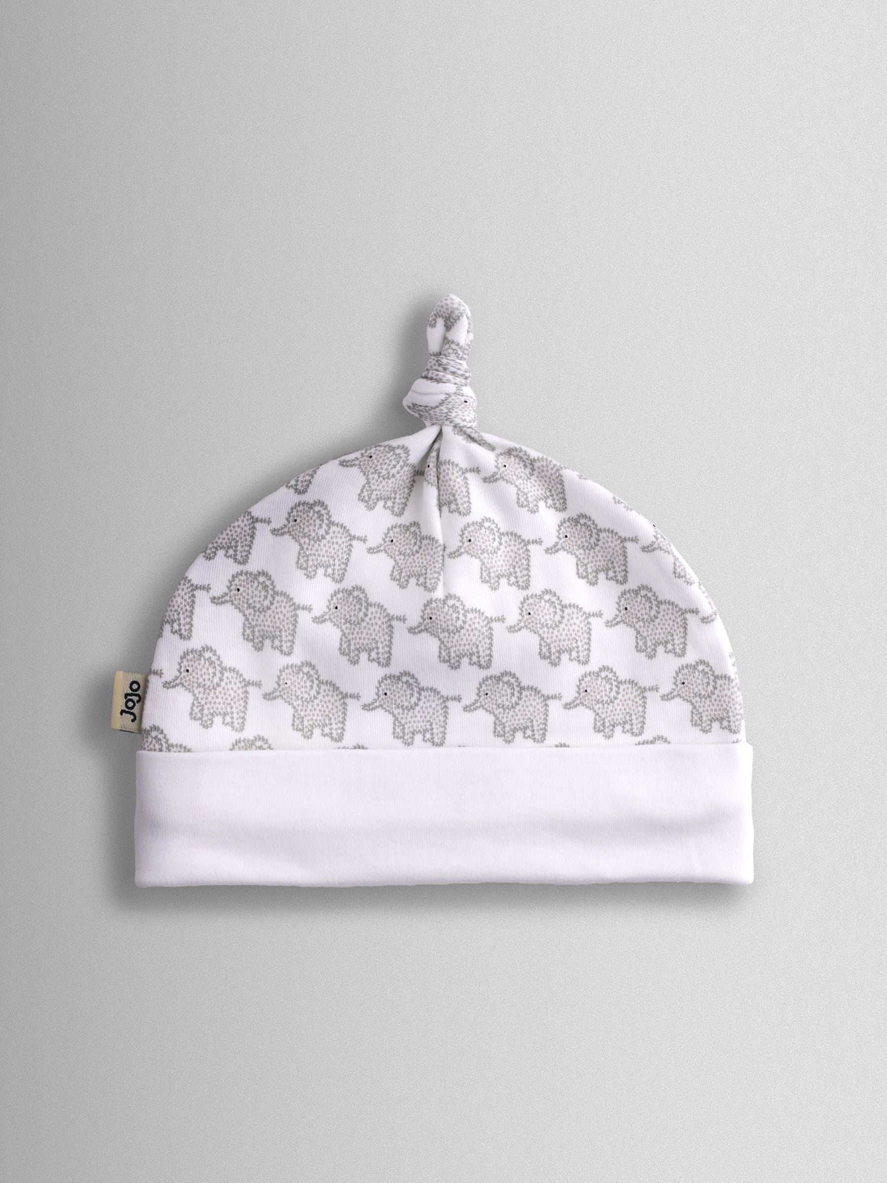 JoJo Maman Bébé Grey 3-Pack Elephant, Stripe & Star Baby Hats image 3