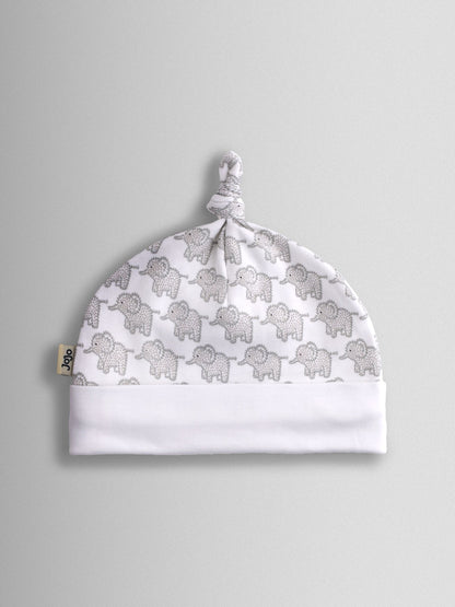 JoJo Maman Bébé Grey 3-Pack Elephant, Stripe & Star Baby Hats image 3