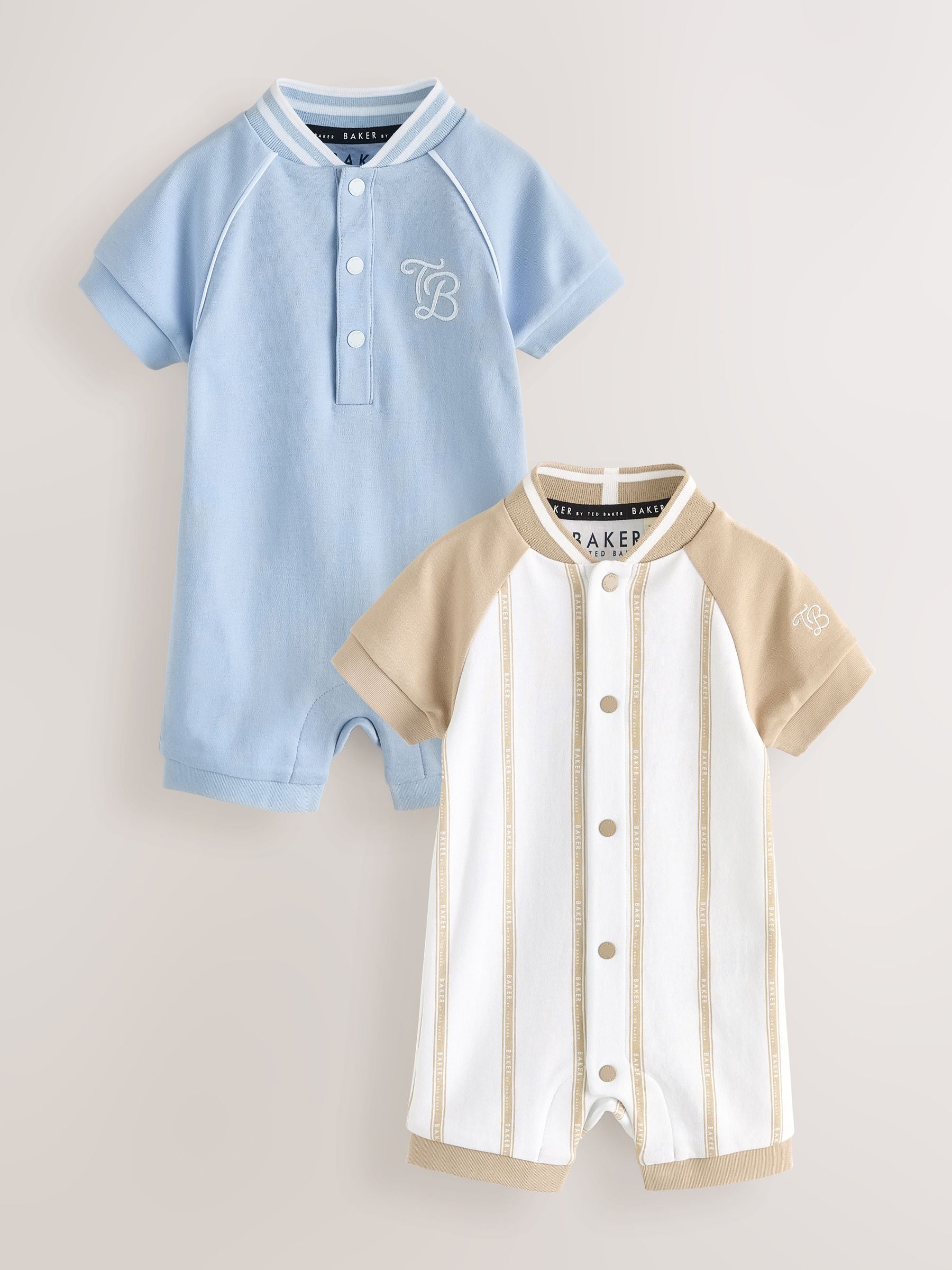 Baker by Ted Baker Blue/Stone Varsity Rompers 2 Pack image 1