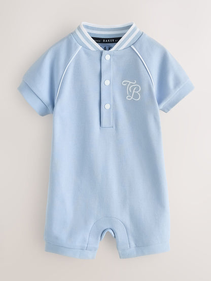 Baker by Ted Baker Blue/Stone Varsity Rompers 2 Pack image 4