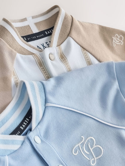 Baker by Ted Baker Blue/Stone Varsity Rompers 2 Pack image 5