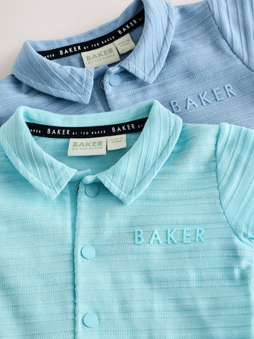 Baker by Ted Baker Textured Blue Rompers 2 Pack image 1