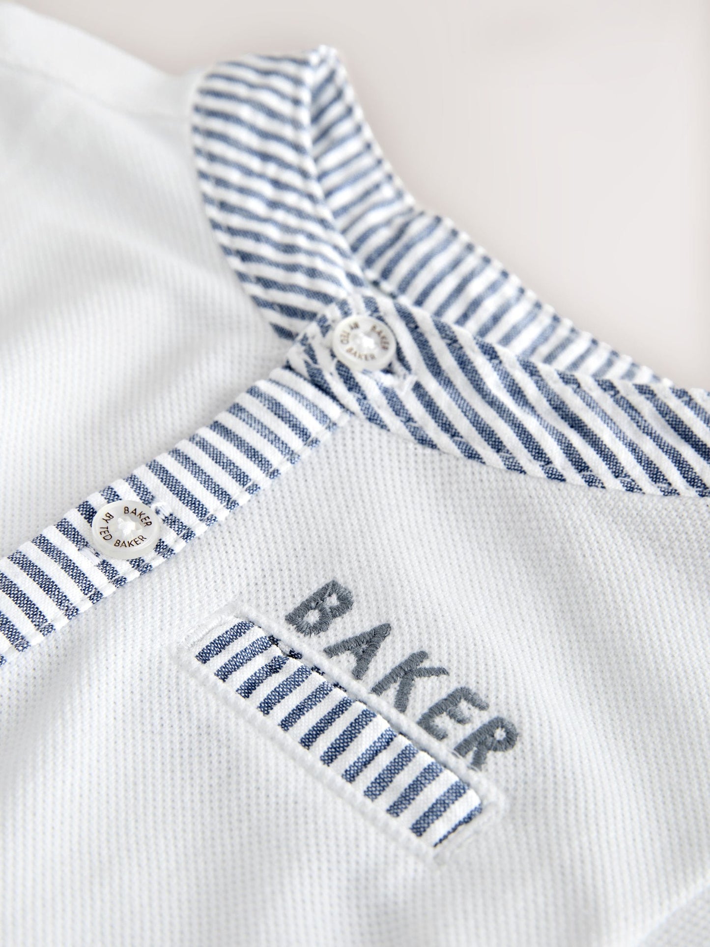 Baker by Ted Baker Grandad Collar White/Blue Shirt and Stripe Shorts Set image 5