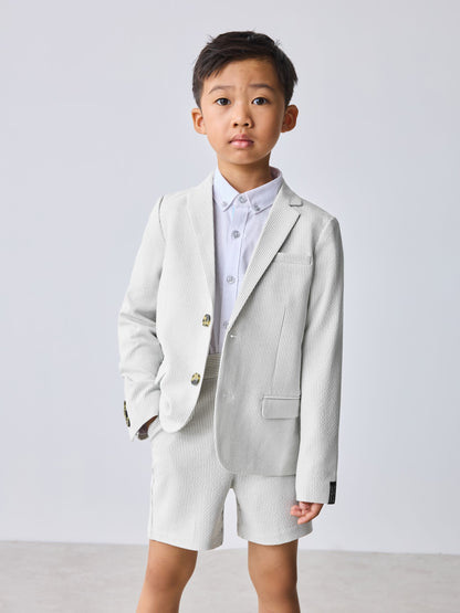 Baker by Ted Baker White/Blue Seersucker Textured Suit Jacket and Shorts Set image 2