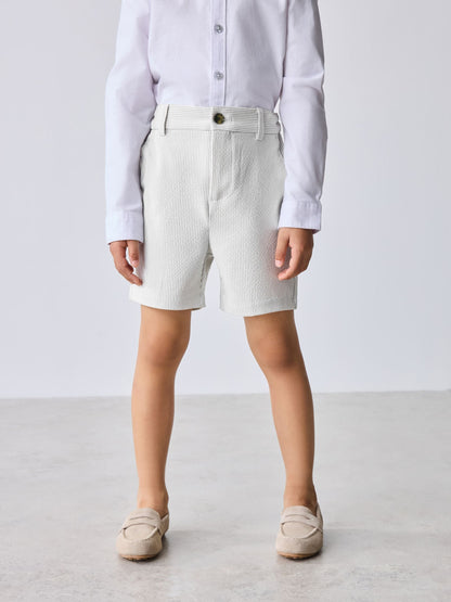 Baker by Ted Baker White/Blue Seersucker Textured Suit Jacket and Shorts Set image 3