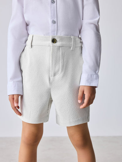 Baker by Ted Baker White/Blue Seersucker Textured Suit Jacket and Shorts Set image 6