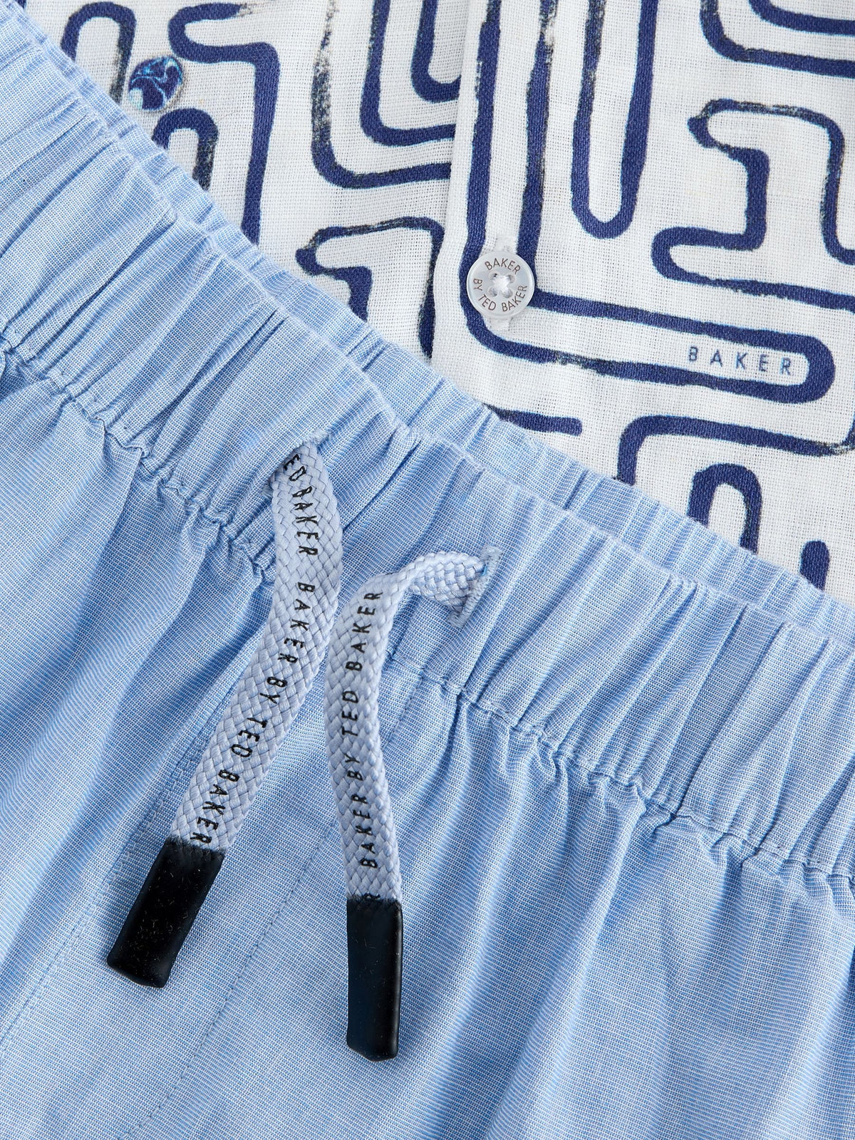 Dsiney Kidz - Baker by Ted Baker Blue Linen Blend Shirt and Shorts Set image 10