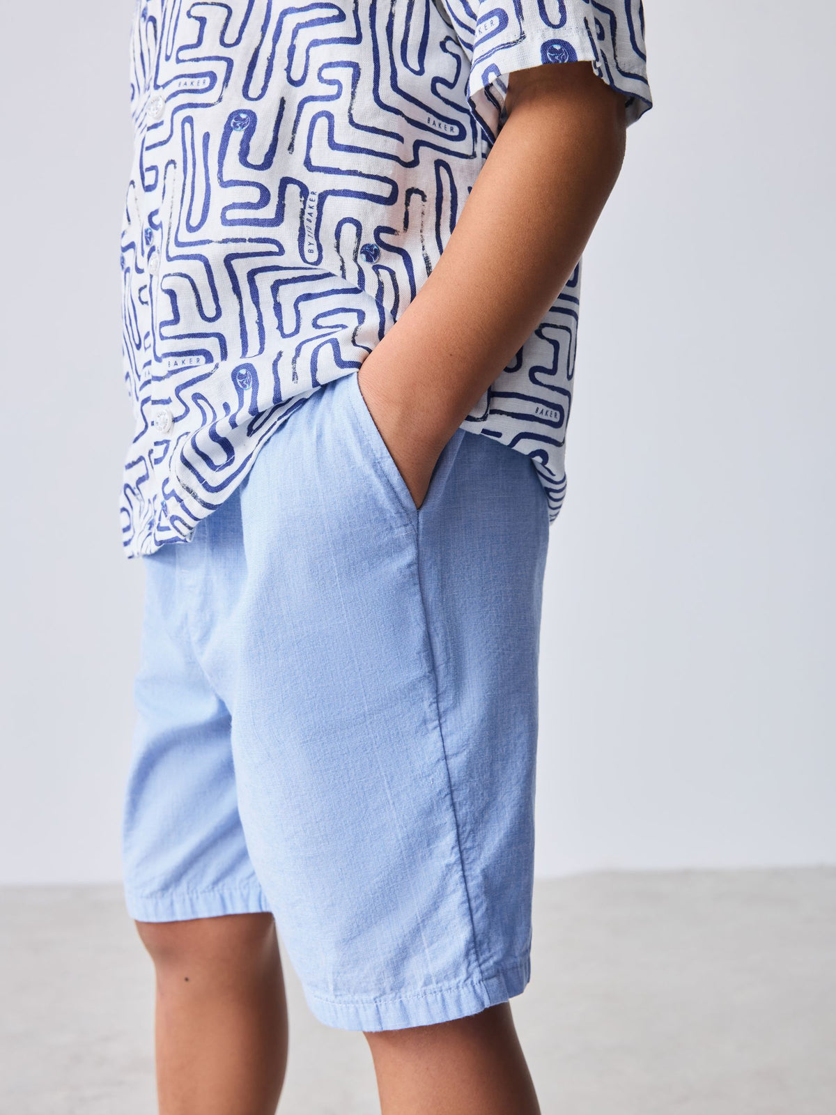 Dsiney Kidz - Baker by Ted Baker Blue Linen Blend Shirt and Shorts Set image 4