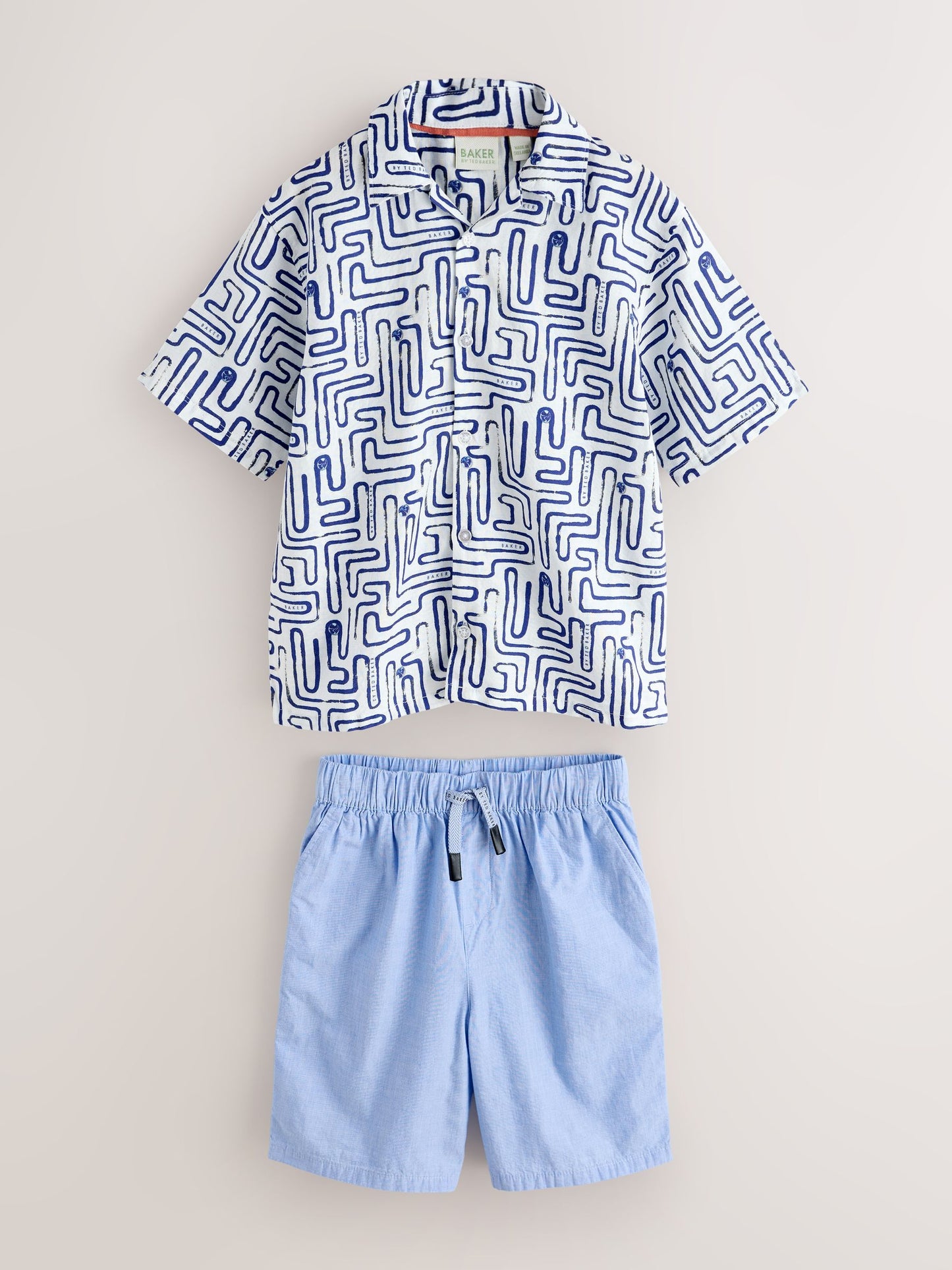 Baker by Ted Baker Blue Linen Blend Shirt and Shorts Set image 5
