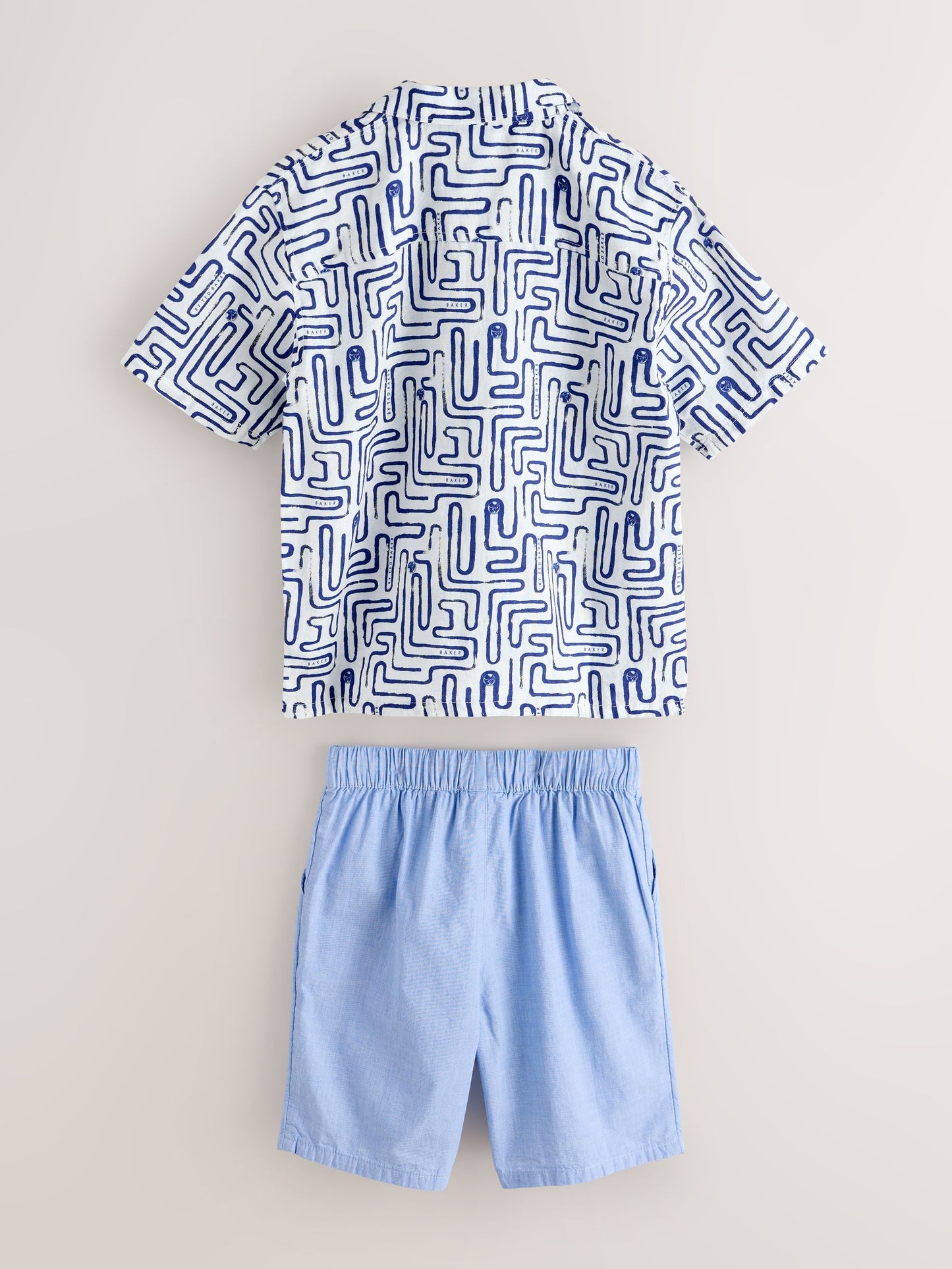 Dsiney Kidz - Baker by Ted Baker Blue Linen Blend Shirt and Shorts Set image 6