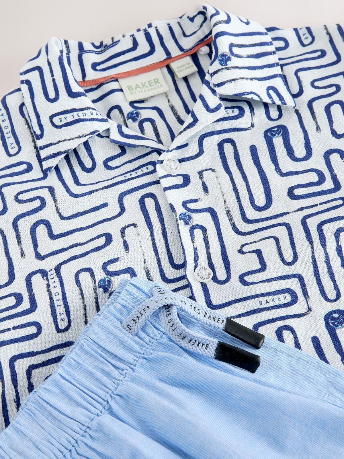 Dsiney Kidz - Baker by Ted Baker Blue Linen Blend Shirt and Shorts Set image 8